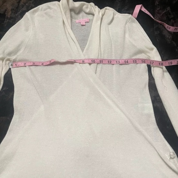 Lilly Pulitzer Sydelle Wrap Sweater, Ivory, Cashmere Blend, Size Medium - Picture 14 of 16